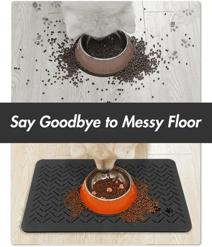 Absorbent Pet Feeding Mat-No Stains Quick Dry Dog Mat for Food and Water Bowl-Rubber Backing Dog Food Mat for Messy Drinkers