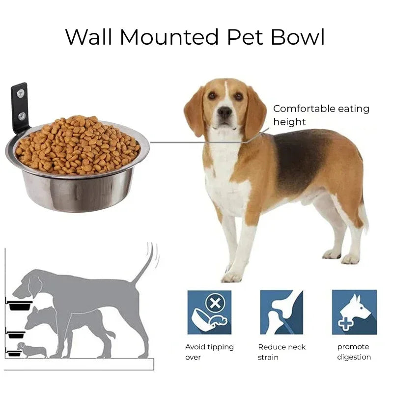 Pet Food Bowl Wall Mounted Dog Bowl Elevated Pet Feeding Bowls Container Stainless Steel Pet Cat Water Feeder Bowls Dog Supplies