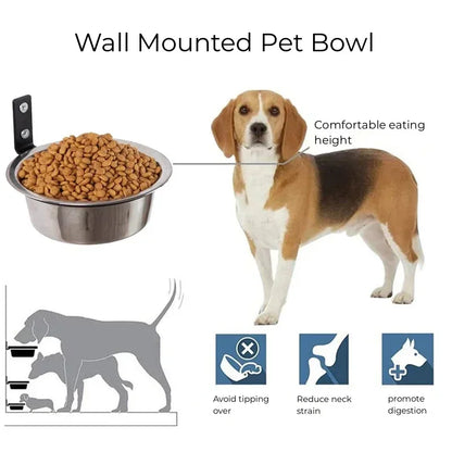 Pet Food Bowl Wall Mounted Dog Bowl Elevated Pet Feeding Bowls Container Stainless Steel Pet Cat Water Feeder Bowls Dog Supplies
